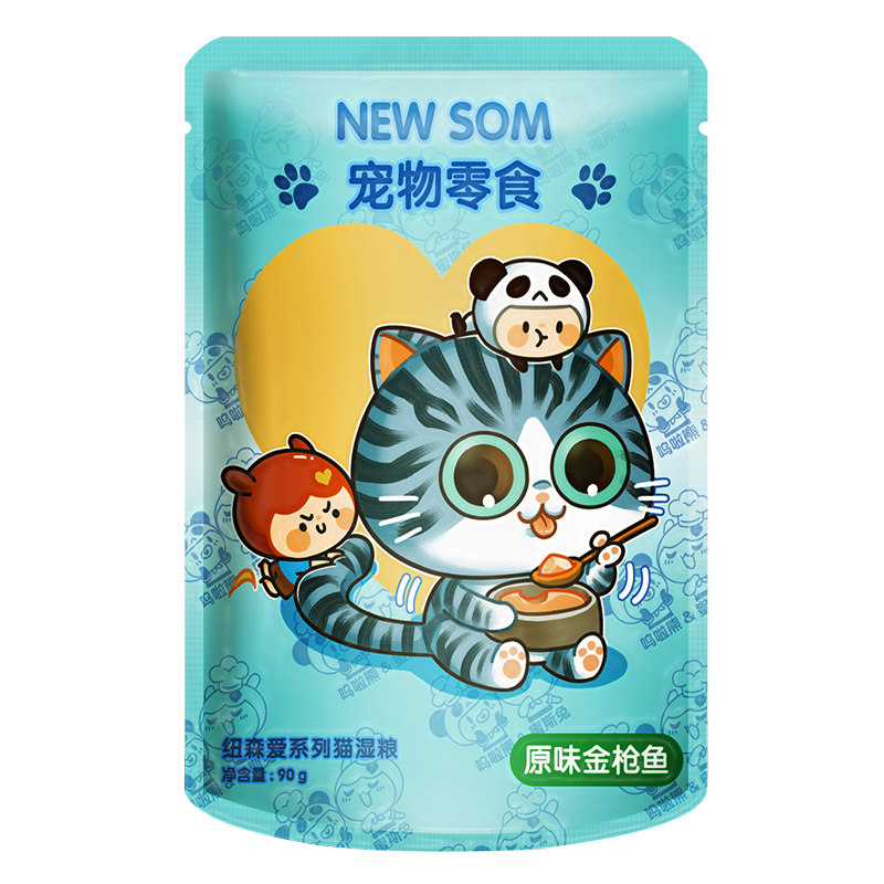 纽森猫鲜湿粮包猫咪零食肉粒包鲜封包成猫猫罐头90g*12袋
