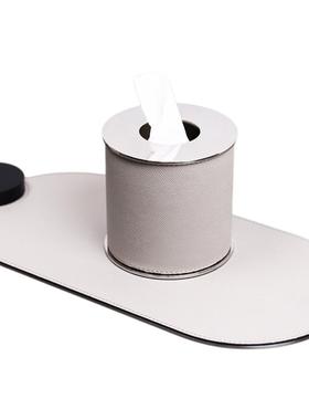 现代轻奢不锈钢皮革卫浴套件皂液器乳液按压器瓶卫浴套件分装摆件