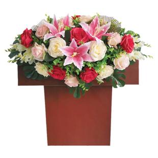 讲台花仿真花演讲台花束主席台假花挂式下垂仿真绢花会议桌花摆花