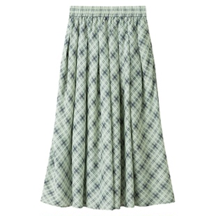 RUISHI芮时“游园格调”法式浪漫风格纹印花百褶过膝半身裙女春