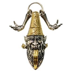 男项链吊坠S925纯银黑白无常吊坠一见生财天下太平项链坠国风复古