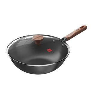 三禾无涂层不粘锅精铁炒菜锅免开锅不生锈无油烟家用燃气灶通用