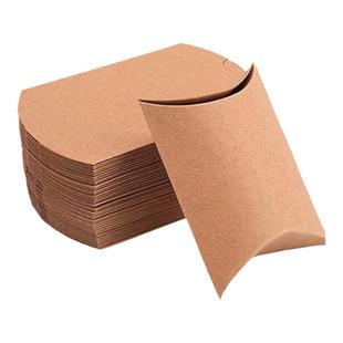 10个牛皮纸枕头盒开窗贴PVC婚庆小礼盒欧式创意糖果礼品包装盒子