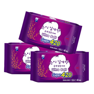 韩国进口恩芝卫生巾420mm超长夜用防漏透气加长姨妈巾正品旗舰店