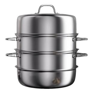 德国康巴赫蒸锅三层304不锈钢 家用大容量燃气蒸馍蒸馒头笼加厚
