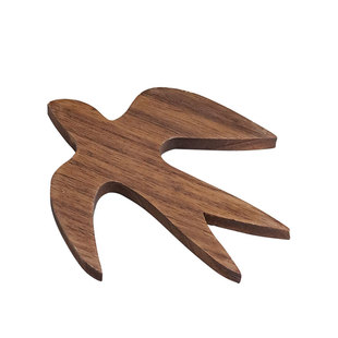 黑胡桃木冰箱贴燕子造型磁吸贴创意家居装饰贴实木杯垫摆件ins