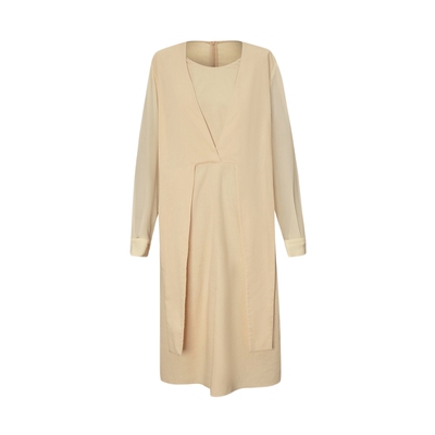 LESS圆领长款系带长袖连衣裙