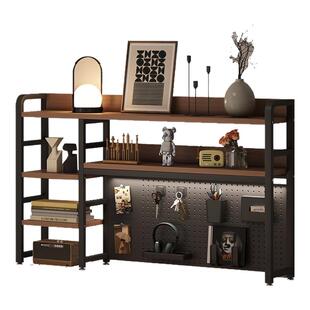 洞洞板书架桌面收纳置物架家用办公桌书桌多层铁艺桌上学生电脑桌