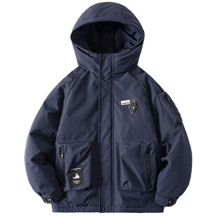 男童冬装户外防水工装冲锋衣羽绒服2025新款儿童男孩加厚防寒外套