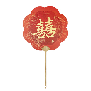 伴娘团扇婚礼新娘晨袍拍照道具新中式女方结婚迎亲姐妹团扇子喜扇