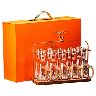 高档水晶白酒杯礼盒套装烈酒杯小号一口杯分酒器带架子一套送礼品