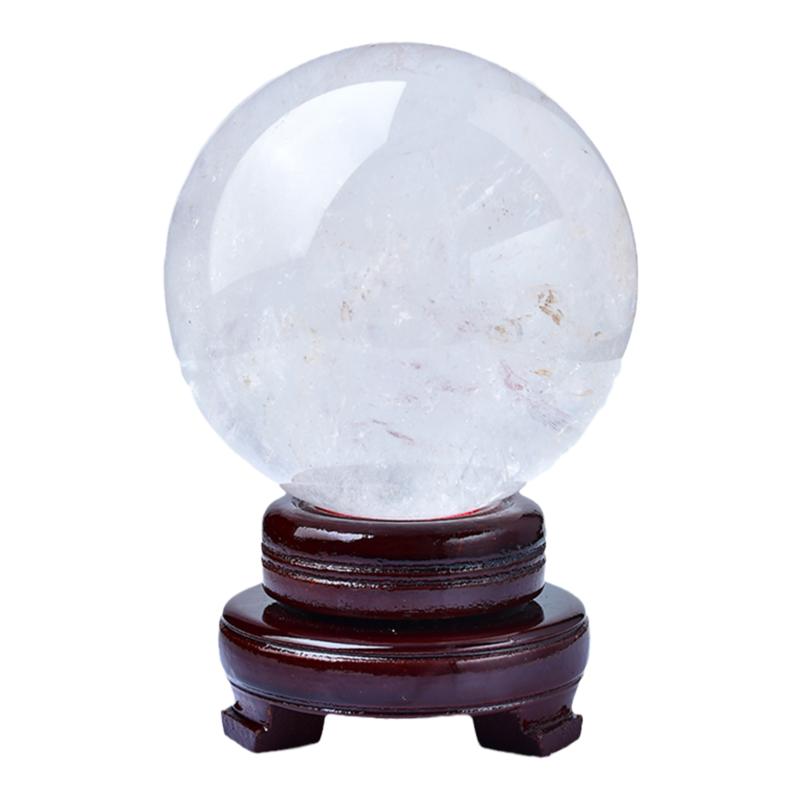 天然白水晶球摆件原矿石雕刻打磨手把件玩球转运球珠子居家装饰