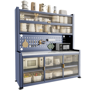 钢制餐边柜岩板操作台厨房多功能置物架落地多层储物柜可移动橱柜