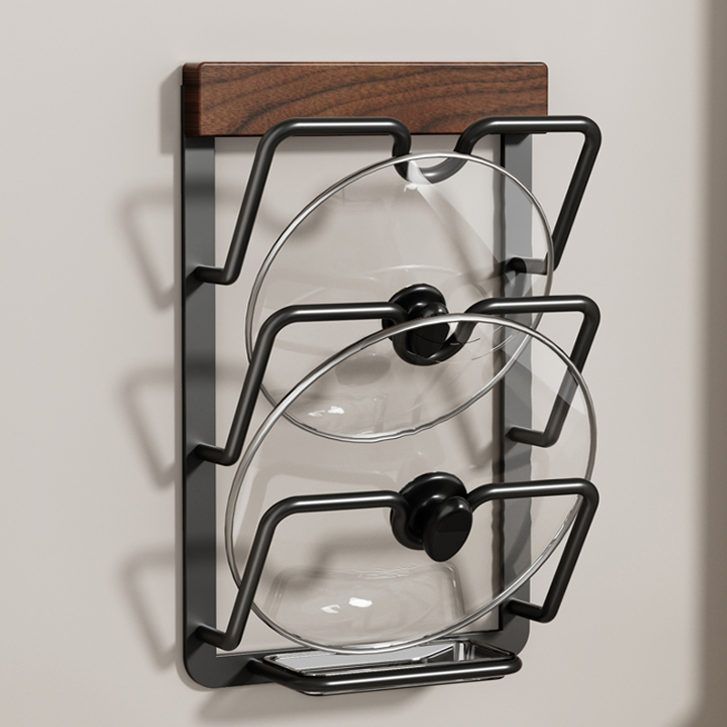 cmeo胡桃木锅盖架子壁挂式厨房置物架上墙收纳菜板放置器砧板架