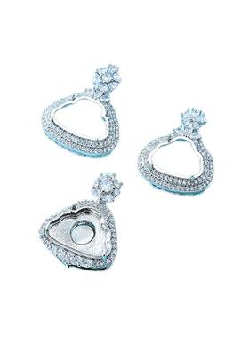 925镀银满钻铜吊坠空托diy佛公托