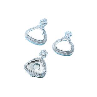 925镀银满钻豪镶铜吊坠空托diy佛公托自镶嵌翡翠玉髓弥勒佛可开盖