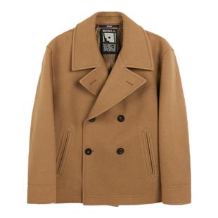 SPELLEDIT冬季新品双排扣宽领大衣气质西装英伦风毛呢外套女