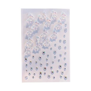 儿童舞台表演贴脸饰品珍珠水钻蝴蝶贴钻脸上妆装饰自粘免胶水贴纸