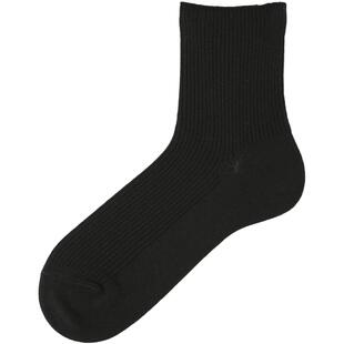 Tabio罗纹袜子男秋冬透气吸湿日系百搭中筒袜纯色黑白男袜商务袜