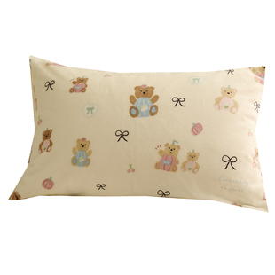 小熊一家可爱冬季珊瑚绒枕头套一对儿童枕套牛奶绒单个48cmx74cm