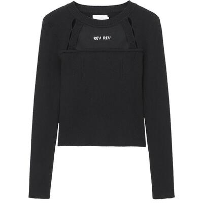 REVAN芮范设计师款甜酷辣妹风紧身毛衫