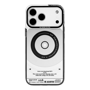 悟望初品复古美式唱片CD光盘音乐播放器镜面银手机壳磁吸支架创意简约ins风适用苹果17iPhone15ProMax14pro16