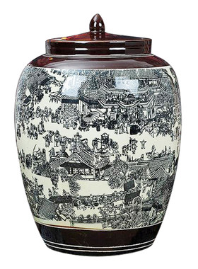 陶瓷器米缸斤装带盖密封大米桶子