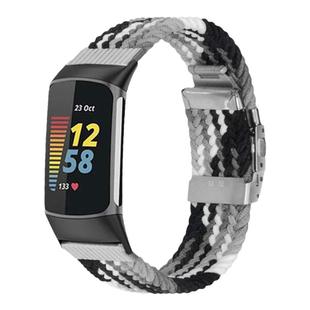 着诺数码 适用Fitbit charge6/5智能手环弹力尼龙编织表带charge3/4运动透气手环替换腕带彩虹金属个性手表链