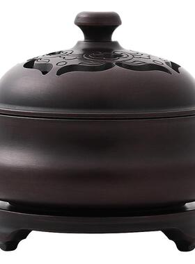 紫铜香炉带底座苏工手染