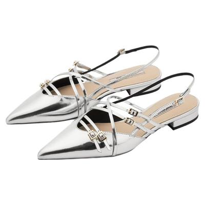 73hours尖头后空凉鞋银色单鞋