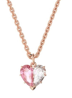 水晶半心贴贴爱心项链锁骨链新款