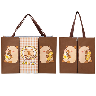 补习袋学生手提拎书袋帆布文件袋拉链式初中生专用大容量补课包美术袋补习班学习资料袋书本收纳袋儿童功课袋