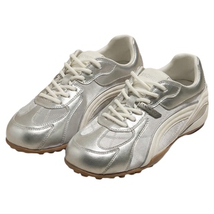 银色芭蕾德训鞋女款2026新款春季厚底女鞋运动休闲鞋复古增高鞋子