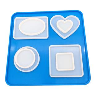 diy硅胶水晶滴胶小号杯垫模具长方形镜面正方圆形压泥板滴胶摆台