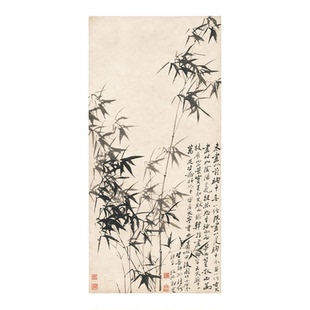 郑板桥国画风竹图复古书画挂画微喷仿古装裱卷轴玄关客厅茶室装饰
