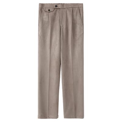 针织弹力麂皮绒松紧腰休闲长裤