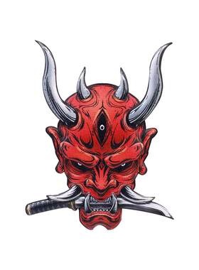 鬼武士金属车标车身贴油箱盖贴标