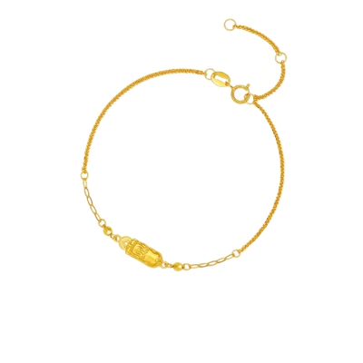 周六福黄18K金手链女貔貅手饰多彩金Au750节日礼物送女友