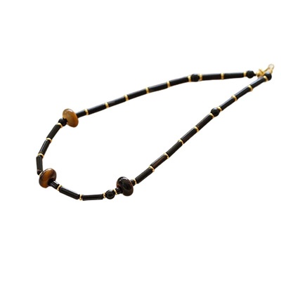 虎眼石黑玛瑙美拉德项链复古小众