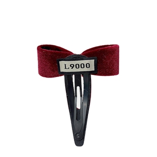 L9000/黑色契约法式复古珍珠发夹春夏植绒蝴蝶结发卡高端公主发饰