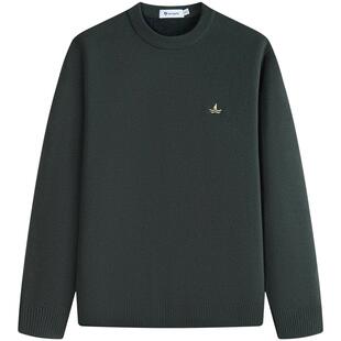 Navigare意大利小帆船老钱风加绒针织衫男秋冬新款圆领套头毛衣