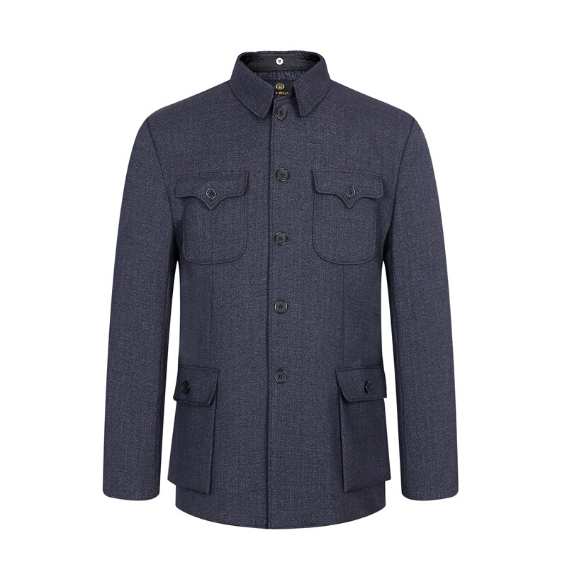 中山装男套装中老年爸爸装秋冬加绒中山服装男老年人中山服爷爷装
