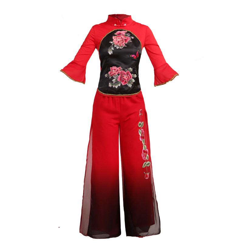 新款秧歌服成人古典舞演出服女飘逸中国风扇子舞蹈服装广场舞套装