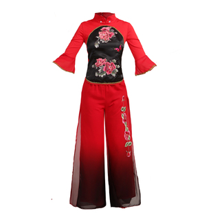 新款秧歌服成人古典舞演出服女飘逸中国风扇子舞蹈服装广场舞套装