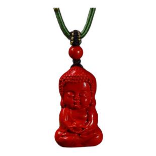 天然朱砂宝宝佛吊坠男女生吉祥如意幸福挂件新年礼物本命年玉佩