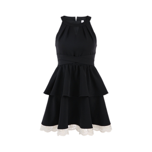赫本风黑色挂脖连衣裙女夏季2026新款富家千金气质蛋糕裙公主裙子