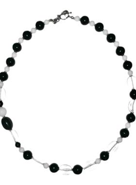waki斐济冰球项链黑玛瑙串珠链