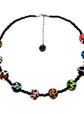 原创手作怪诞彩球串珠项链