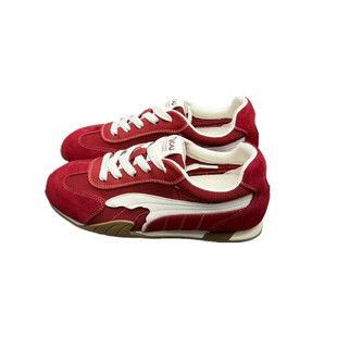 真皮拼色系带德训鞋女2026夏新款网面透气百搭舒适休闲运动阿甘鞋