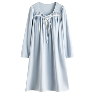 长袖睡裙带胸垫阳离子加绒保暖宽松新款秋冬季女士胖mm大码家居服